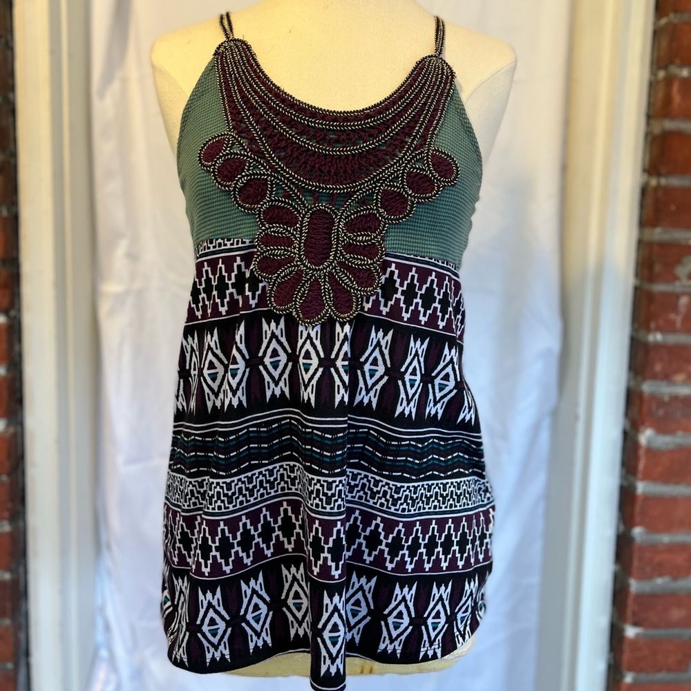 Bohemian beaded top. Medium